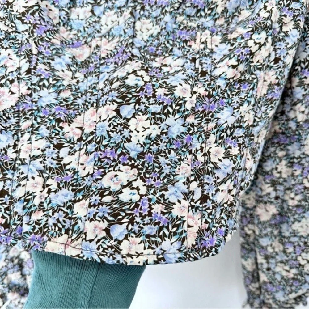 ASTR Ditsy Floral‎ Smocked Cropped Bodice Long Puff Sleeve Blouse Size S